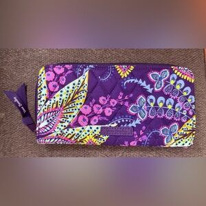 Vera Bradley Quilted Wallet, Purple Floral Design, Roomy Interior, EUC